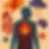 Silhouette of a person with a fiery heart, surrounded by symbols of organs, clouds, germs, and lightning, indicating stress and inflammation.
