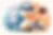 Hourglass center; blue and orange backgrounds with papers, lightbulb, briefcase. Man works on laptop, looks thoughtful.