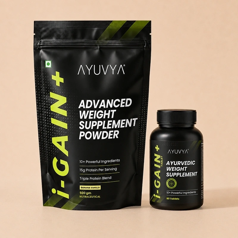 Ayuvya i-Gain+ Tablets and Weight Gain Powder 500gm Combo