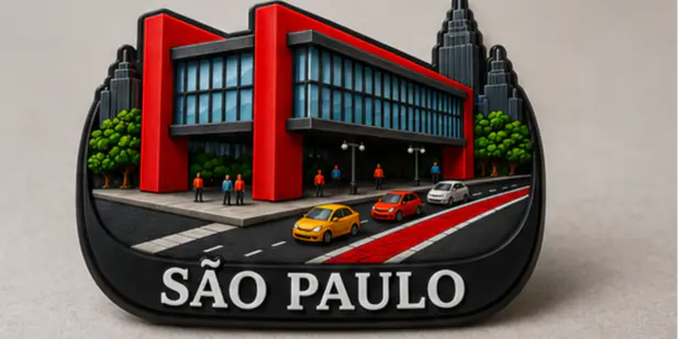 Imã personalizado de São Paulo com MASP impresso em 3D