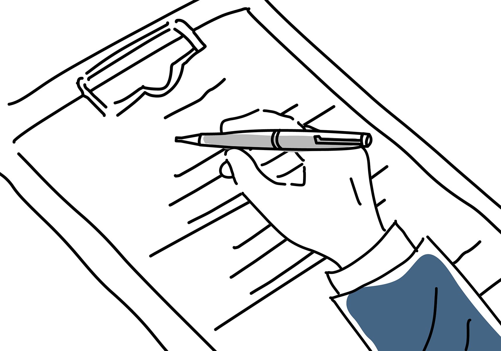 ペンでメモをとる様子