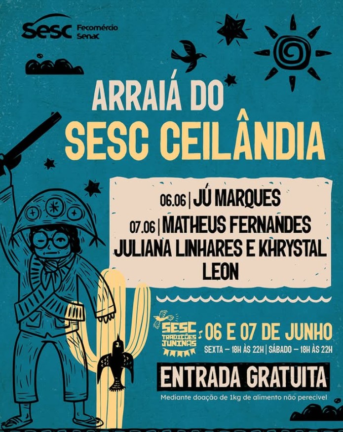 Programação do Sesc-DF mescla gratuitos e ingressos populares e busca ampliar acesso cultural em Ceilândia