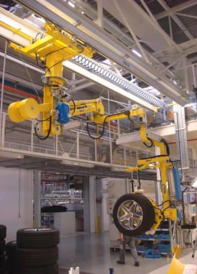 Industrial manipulator to handle wheels