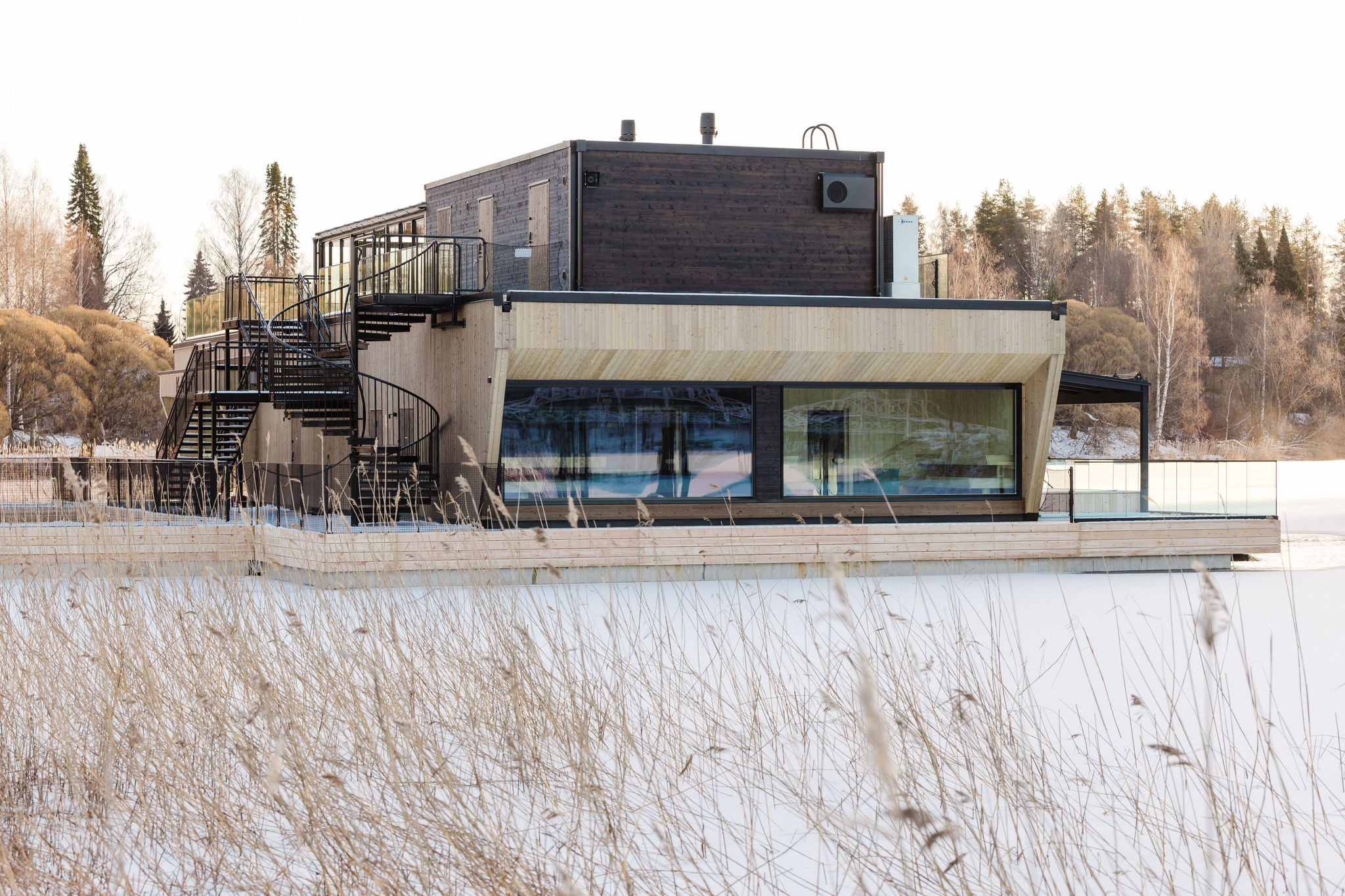 Floating sauna complex Kaihu, Mikkeli, Finland. In collaboration with Panko.