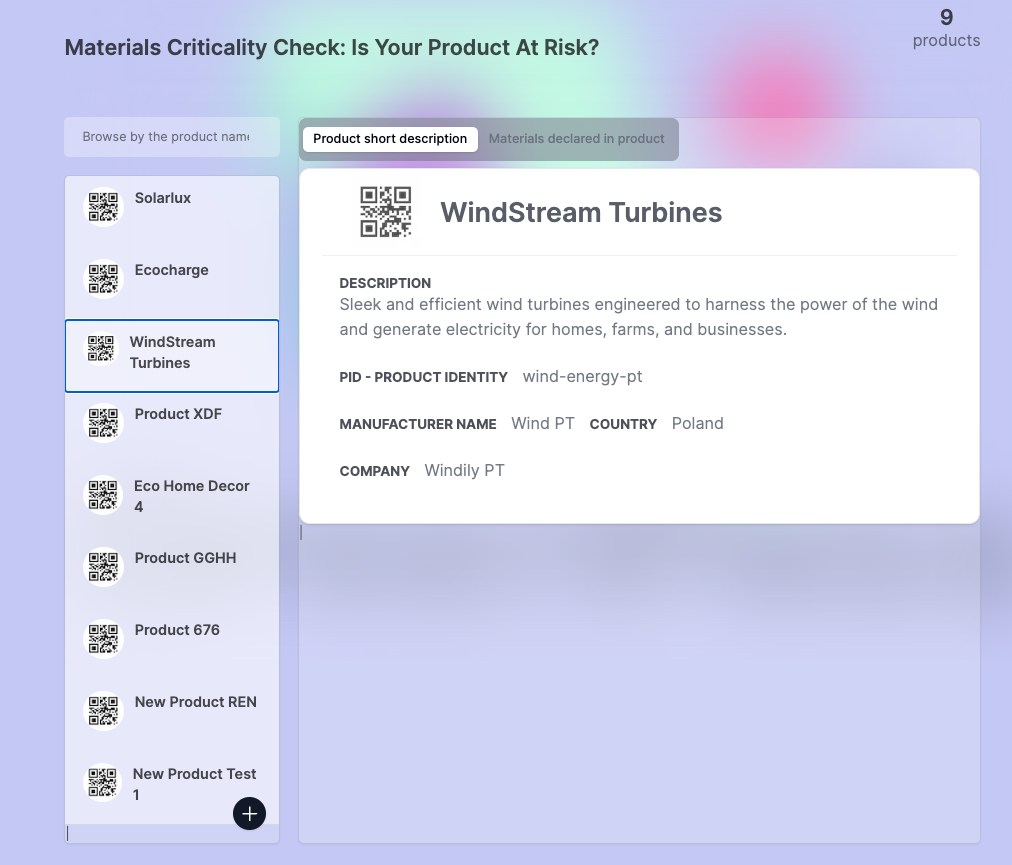 Material Digital Product Passport (DPP)