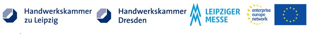 Logo Organisatoren der Kooperationsbörse CONTACT 'denkmal' HWK Leipzig und Dresden, Messe Leipzig und EEN