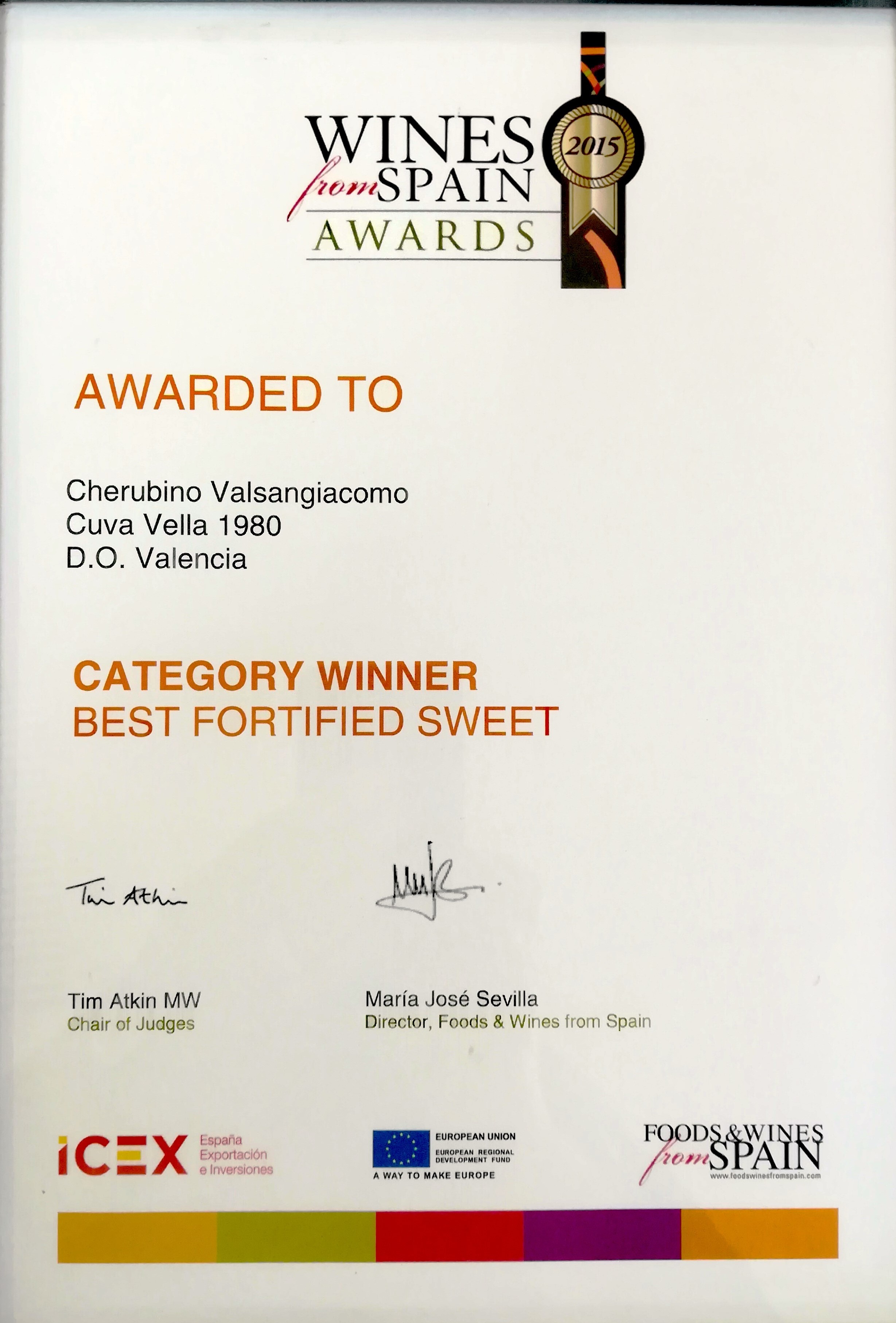 Best fortified sweet - Wines From Spain Awards