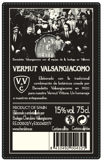 Backlabel with a real picture of Benedetto Valsangiacomo taken around 1930