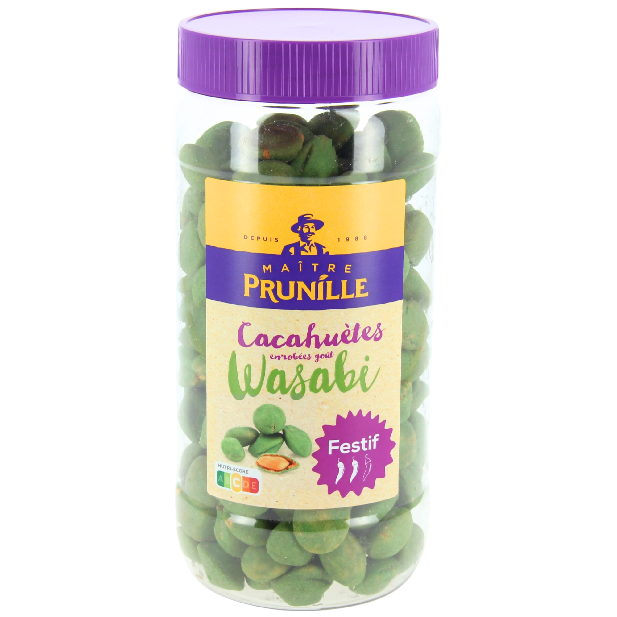 Peanuts coated in wasabi flavour