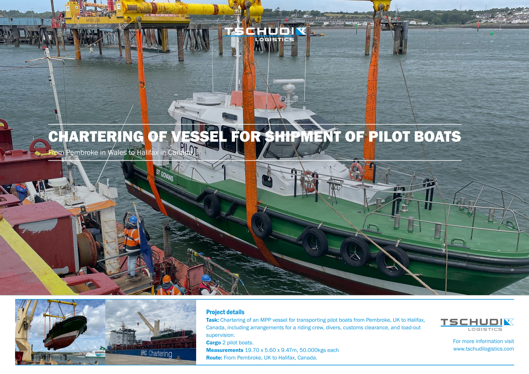 Chartering of vessel for shipment of pilot boats