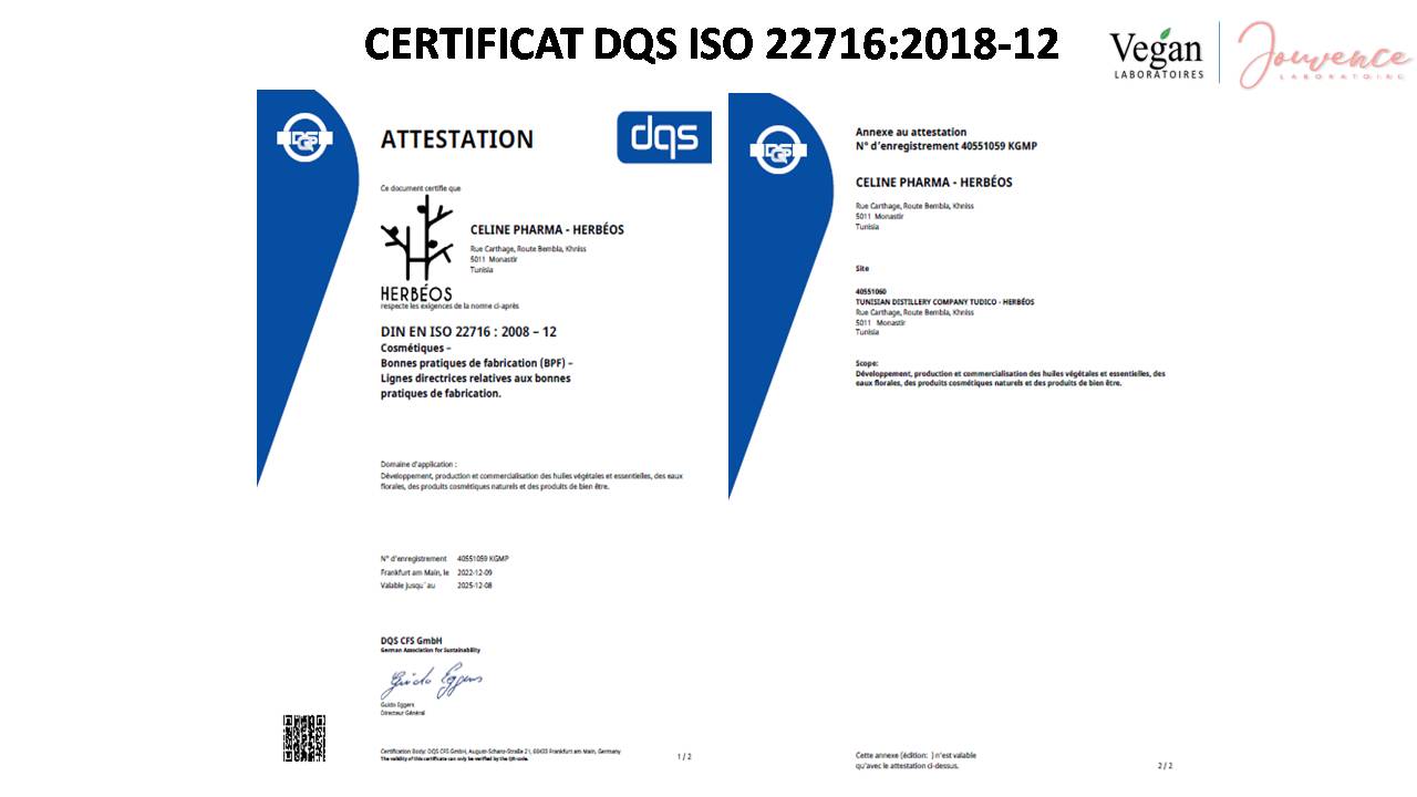 CERTIFICAT DQS ISO 22716:2018-12