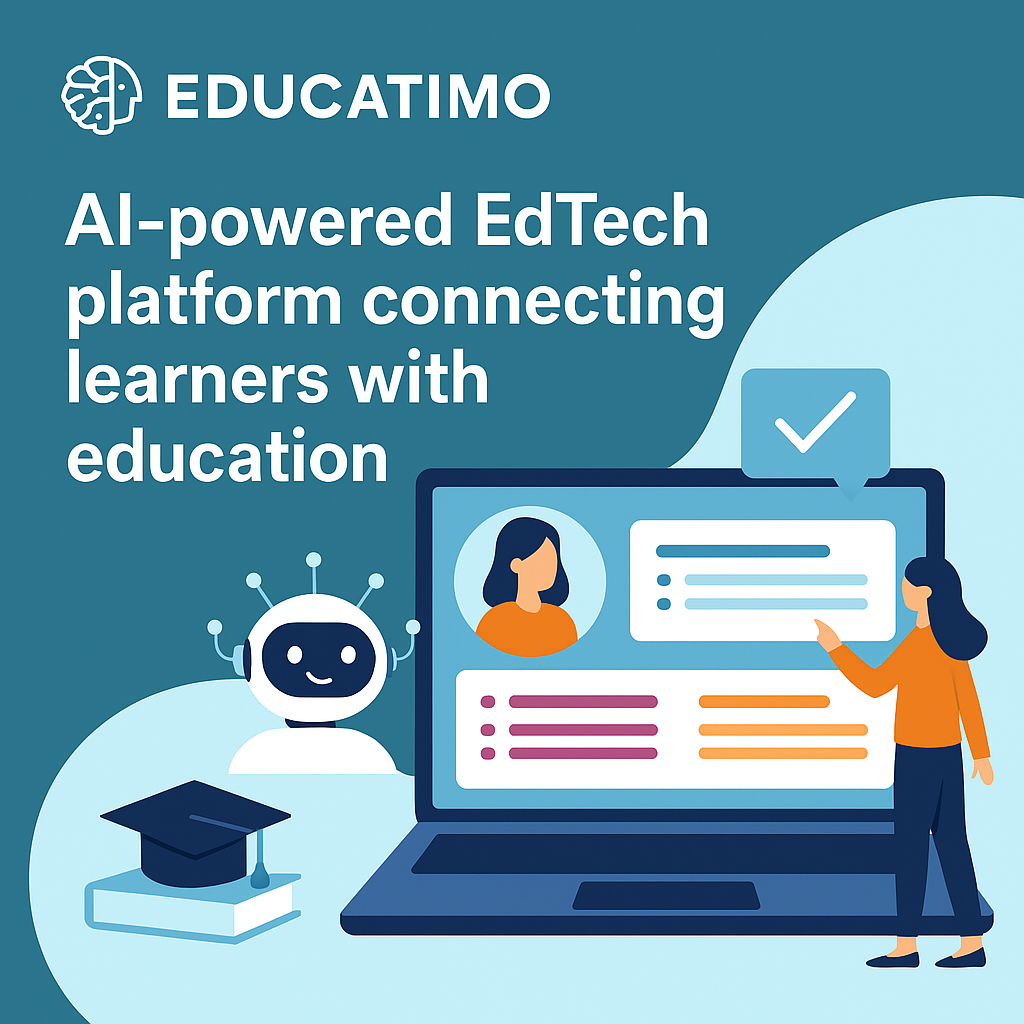 Visual concept of Educatimo — an AI-powered EdTech platform connecting learners with personalized educational paths based on labor market trends