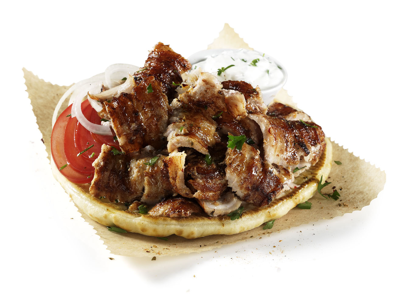 Gyros served on a pita bread