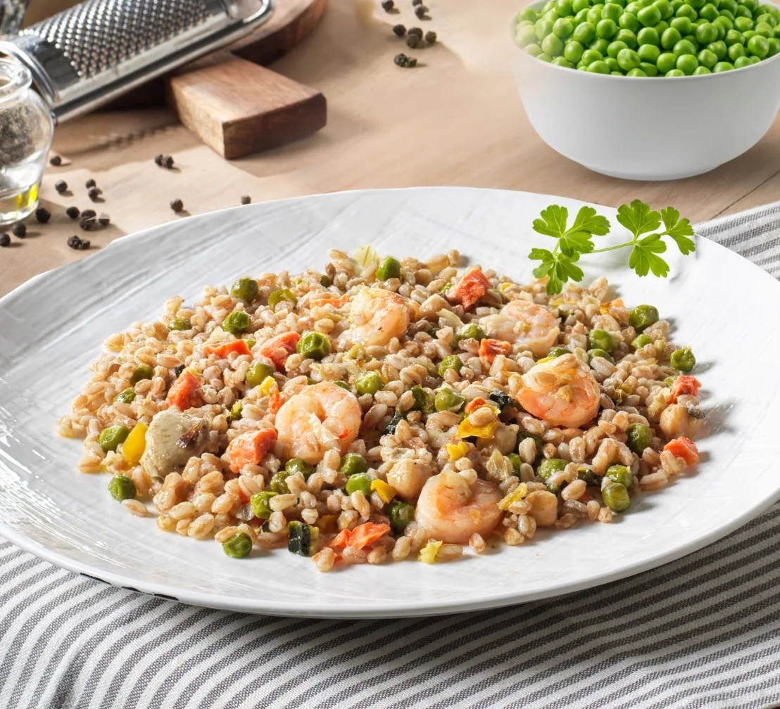 spelt salad with Shimps