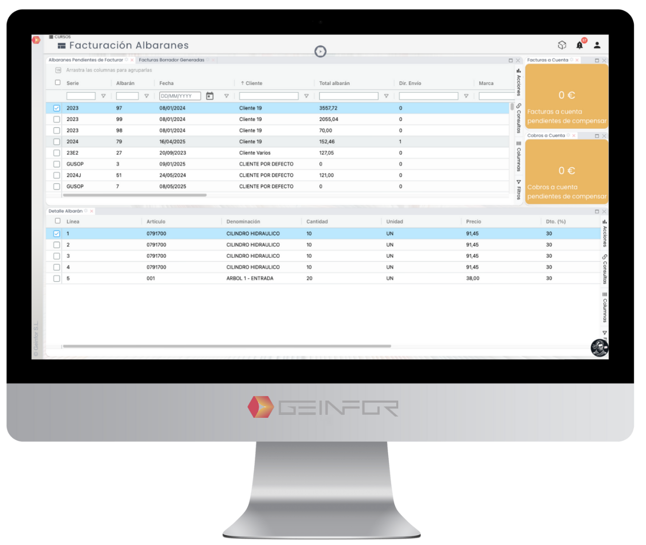 Suite financiera Geinfor ERP Bushido