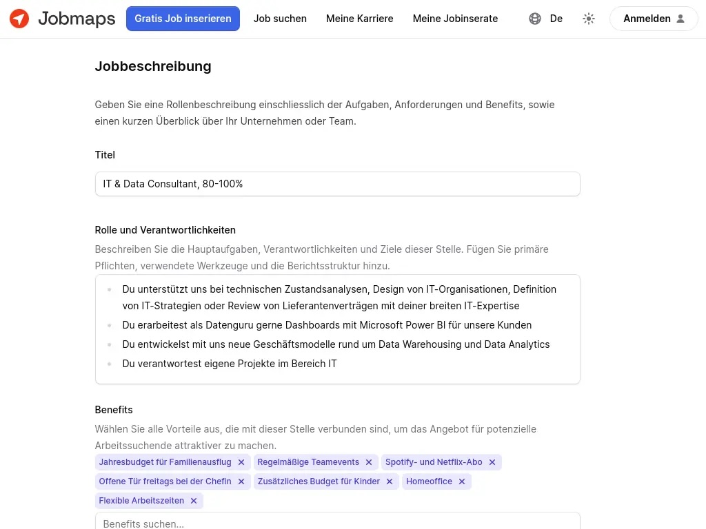 Kostenlose Stelleninserate