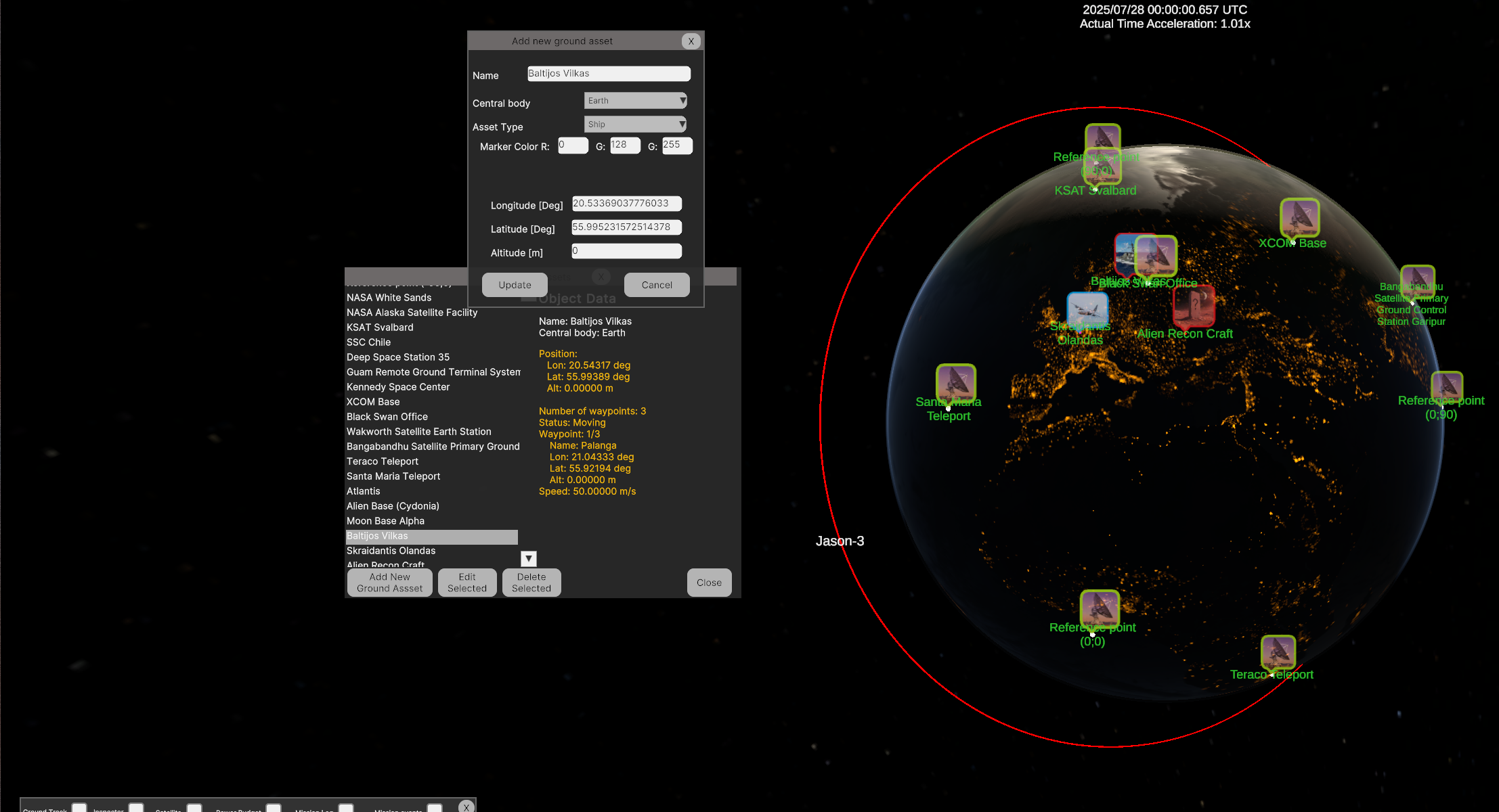 Space mission simulation
