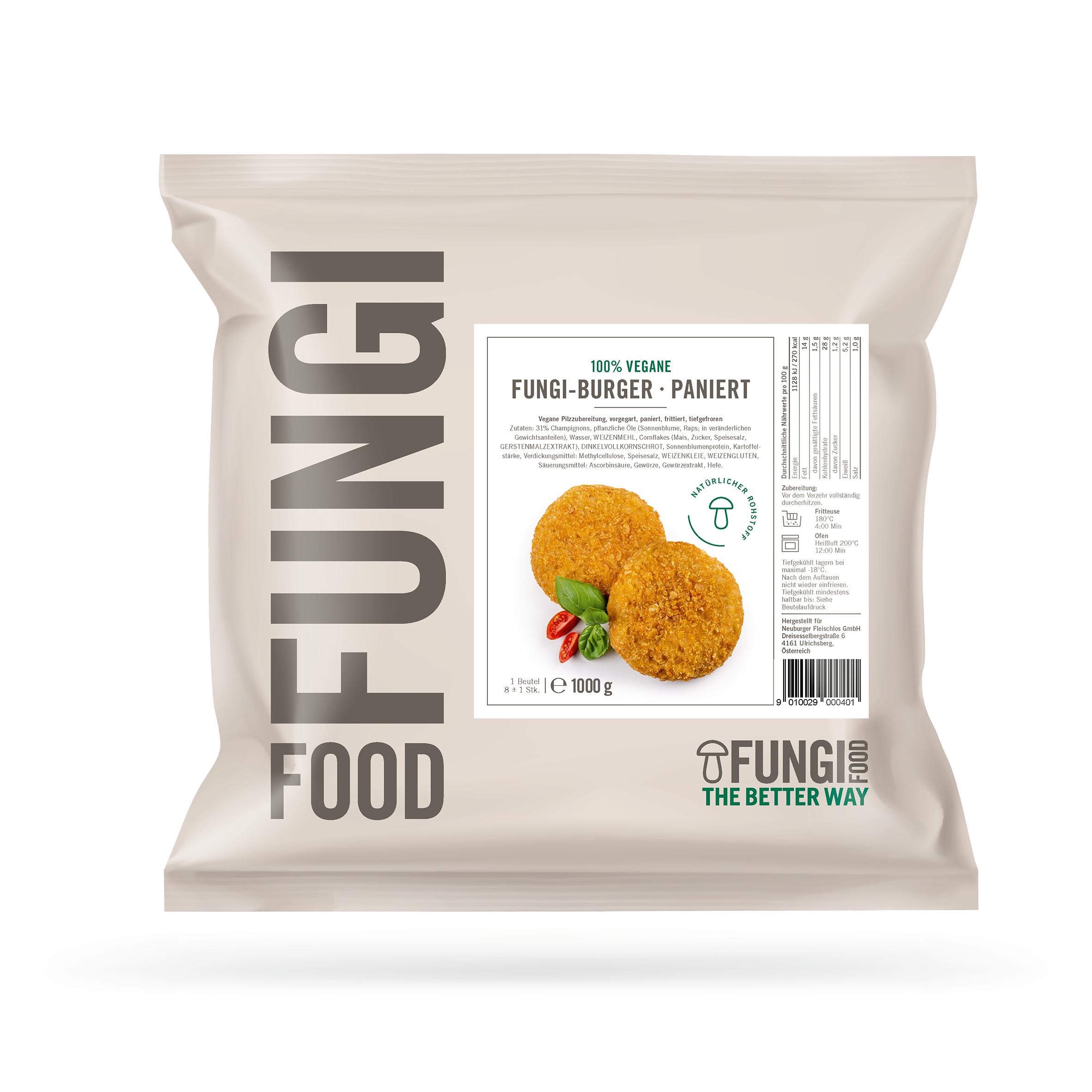 Chicken Style Mushroom Burger - Breaded - Packaging