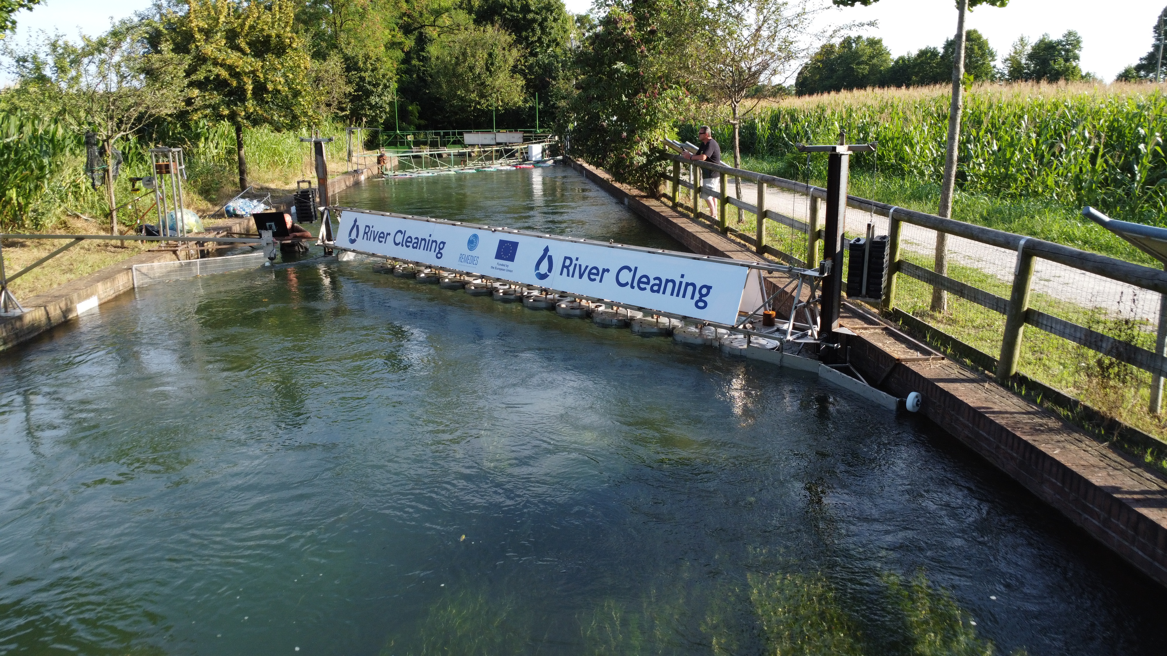 Front view of the River Cleaning barrier