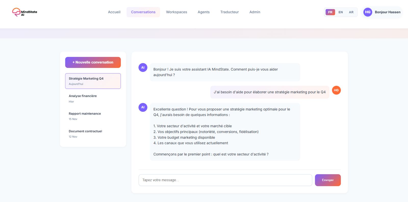 Assistant IA Conversationnel – Productivité en Temps Réel