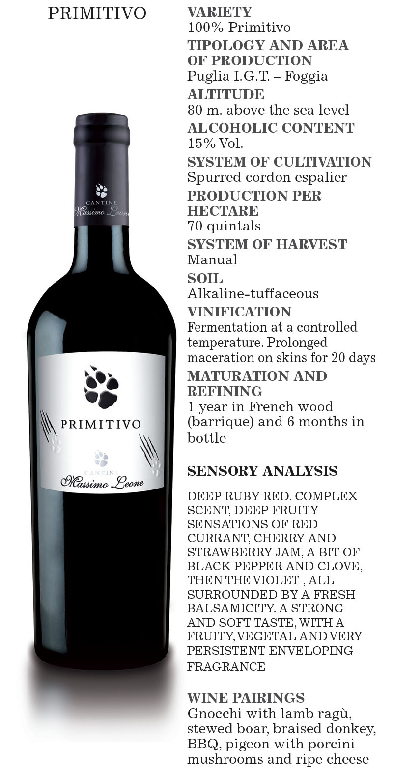 TECHNICAL SHEET - PRIMITIVO