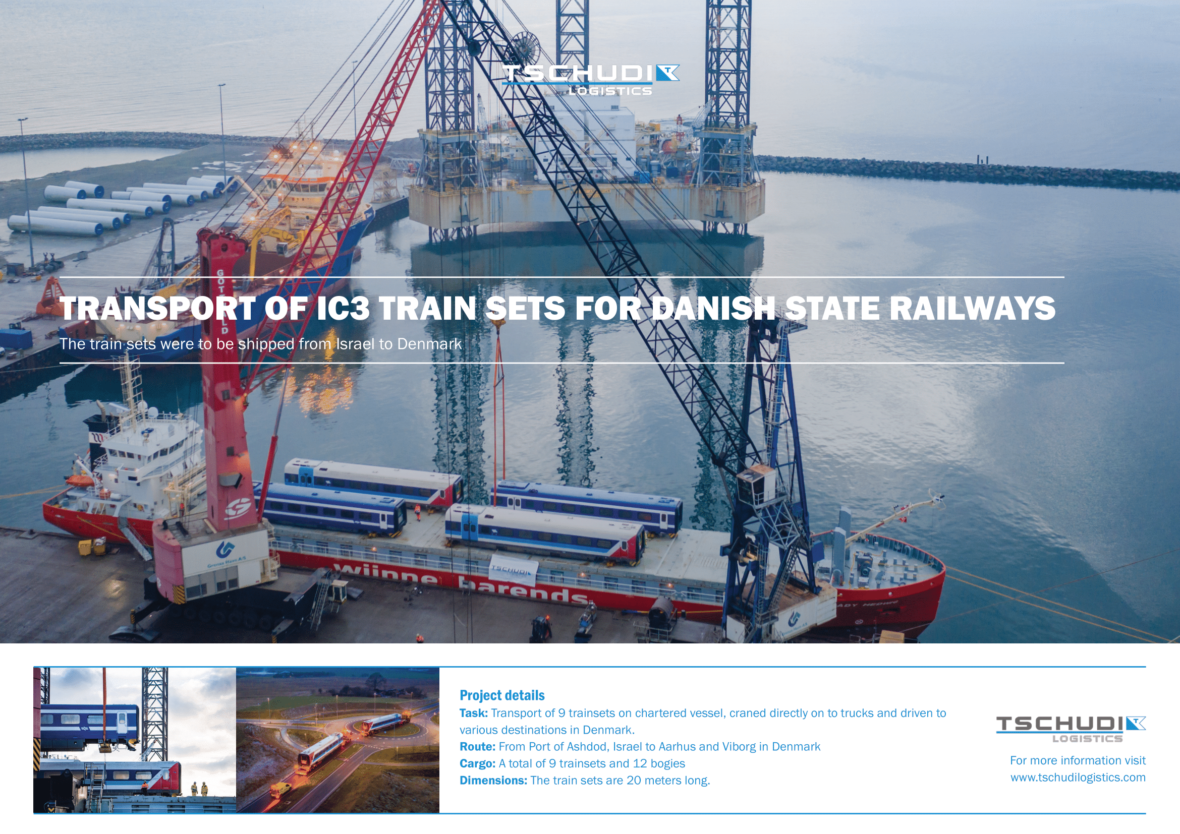 Transport of IC3 train sets for Danish State Railways