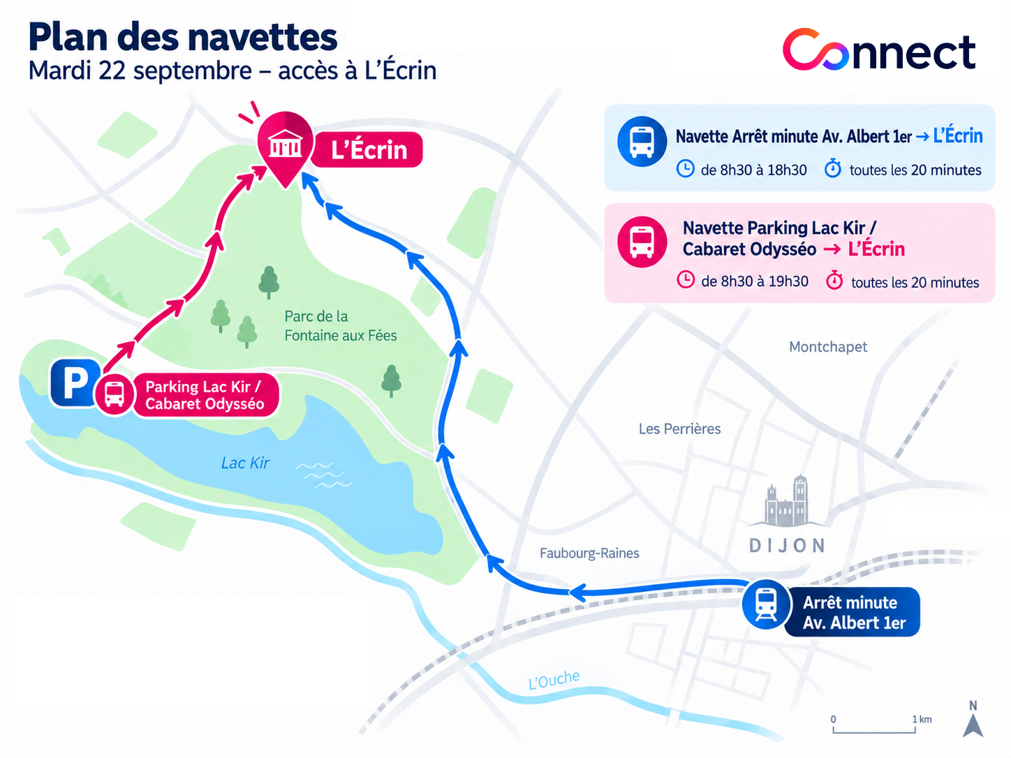 Plan des navettes CONNECT 2026