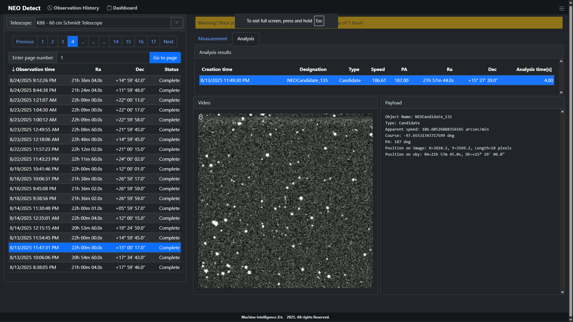 NEODetect webservice