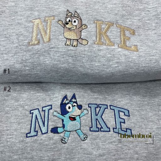 Couple Bluey and Bingo Nike Embroidered Sweatshirt, Bluey Cartoon Movie