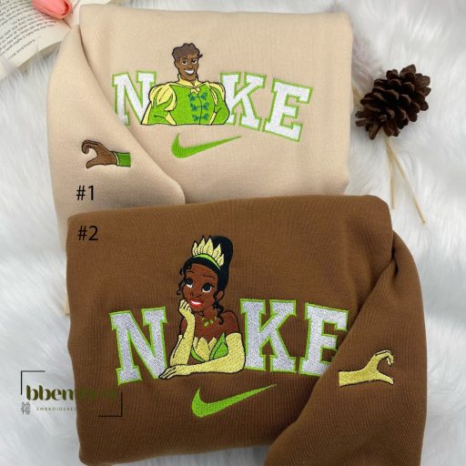 Couple Tiana And Naveen Nike Embroidered Sweatshirt, Prince Naveen