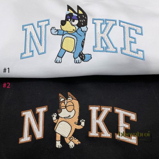Bandit Heeler and Chilli Nike Embroidered Sweatshirt, Bluey Movie Cartoon