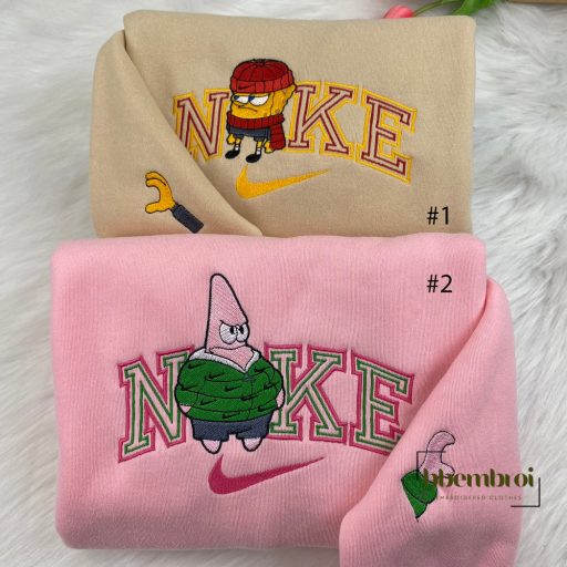 Funny Spongebob And Patrick Star Embroidered Sweatshirt, Nike Embroidered