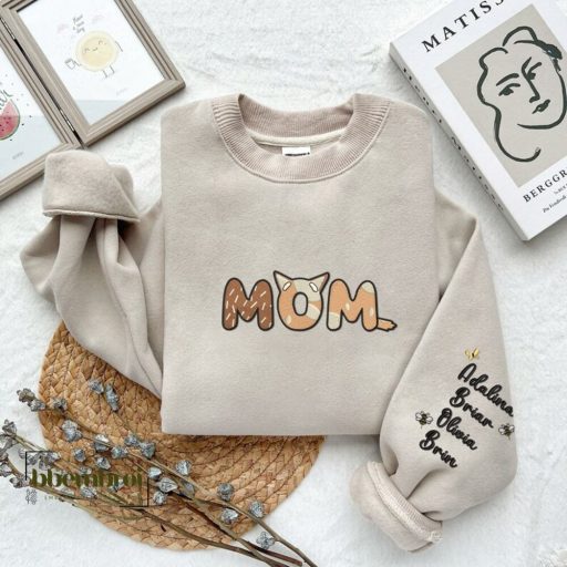 Bluey Mom Embroidered Sweatshirt, Personalized Mom Sweatshirt with children's names, Gift for Mother's Day