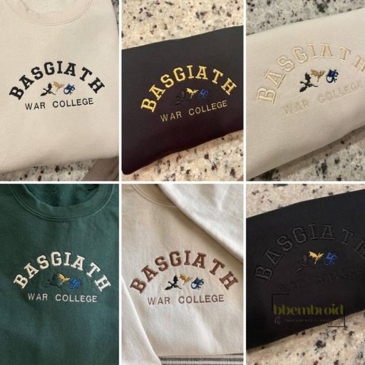 BASGIATH War College sweatshirt with multicolor dragons, Fourth Wing embroidered sweatshirt, booktok, bookish gifts, black gold blue dragons