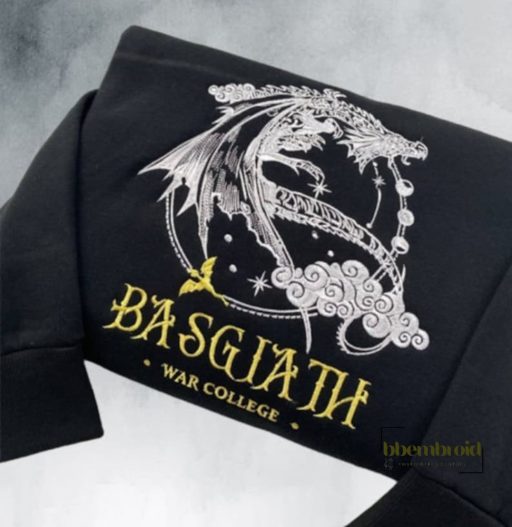 Basgiath Dragon Embroidered Sweatshirt, Fourth Wing Embroidered Hoodie, Gifts For Book Lovers, Bookish Gift, Booktok Gift