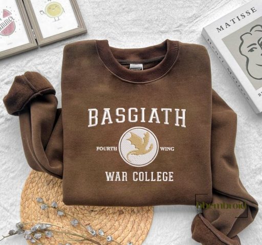 Basgiath War College Embroidered Sweatshirt, Fourth Wing Embroidered TShirt, Dragon Rider, Rebecca Yorros, Violet Sorrengail, Bookish Shirt
