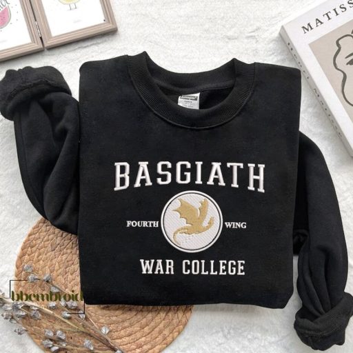 Basgiath War College Embroidered Sweatshirt, Fourth Wing Embroidered TShirt, Dragon Rider, Rebecca Yorros, Violet Sorrengail, Bookish Shirt