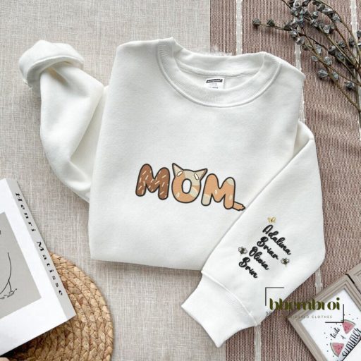 Bluey Mom Embroidered Sweatshirt, Personalized Mom Sweatshirt with children's names, Gift for Mother's Day