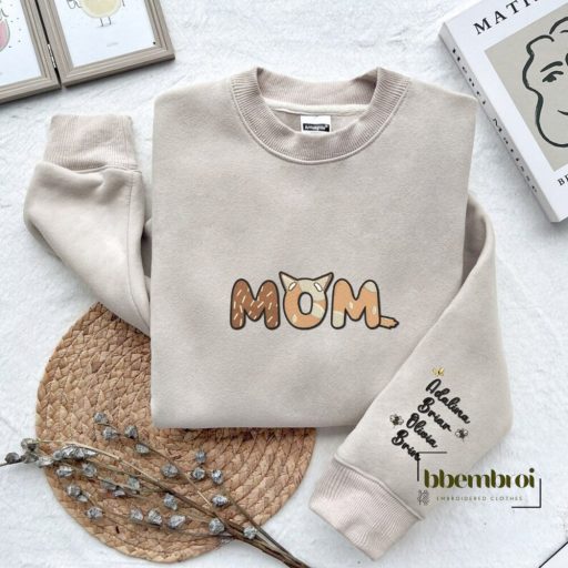 Bluey Mom Embroidered Sweatshirt, Personalized Mom Sweatshirt with children's names, Gift for Mother's Day