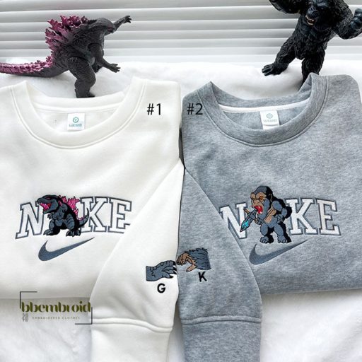 Couple Godzilla and Kong Embroidered Shirt