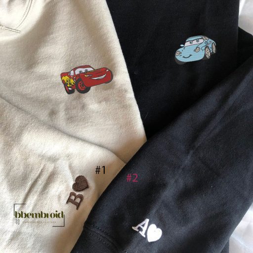 Custom Couple Cars Mcqueen X Sally Nike Embroidered Sweatshirt, Matching Couple