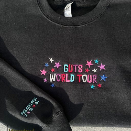 Custom GUTS World Tour Embroidered Sweatshirt, Olivia Rodrigo Concert Tour 2024