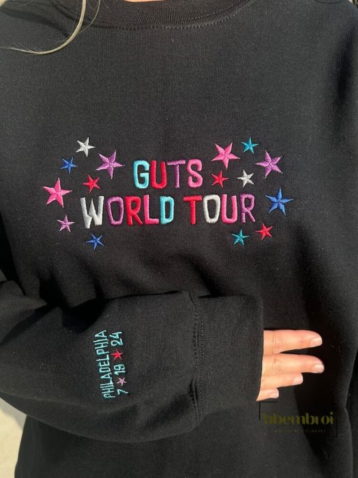 Custom GUTS World Tour Embroidered Sweatshirt, Olivia Rodrigo Concert Tour 2024