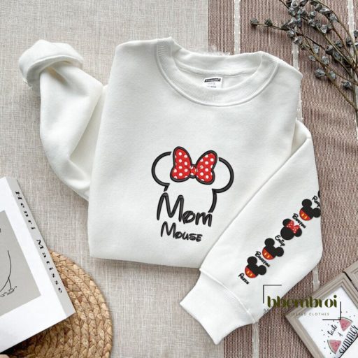 Custom Mom Minnie Mouse Characters embroidered Sweatshirt, Cute Mom Sweatshirt, Mother's Day Gift