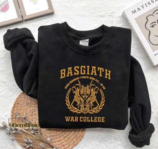 EMBROIDERED Basgiath War College Sweatshirt, Fourth Wing Shirt, Dragon Rider, Rebecca Yorros, Violet Sorrengail, Bookish Shirt
