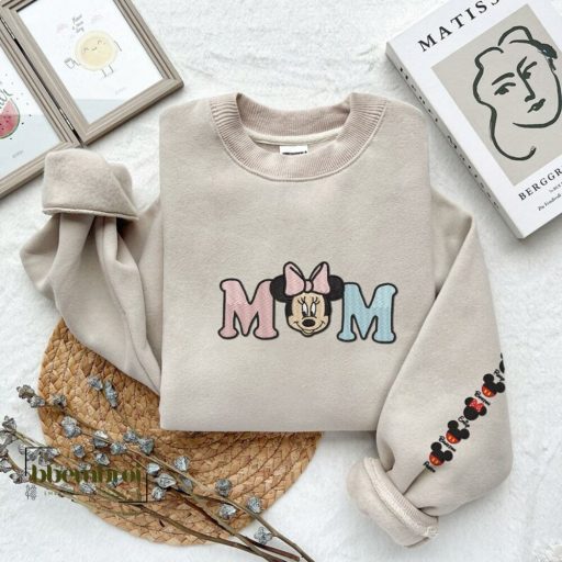 Disney Minnie Mouse Mom Embroidered Sweatshirt With Kids Names, Mother's Day Gift