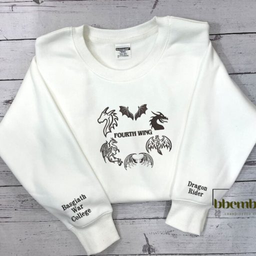 Fourth Wing Dragon Rider Embroidered Sweatshirt, Basgiath War College Shirt, Rebecca Yoros, Fourth Wing Embroidered Shirt , Bookish Shirts