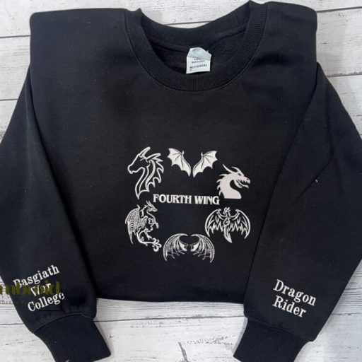 Fourth Wing Dragon Rider Embroidered Sweatshirt, Basgiath War College Shirt, Rebecca Yoros, Fourth Wing Embroidered Shirt , Bookish Shirts