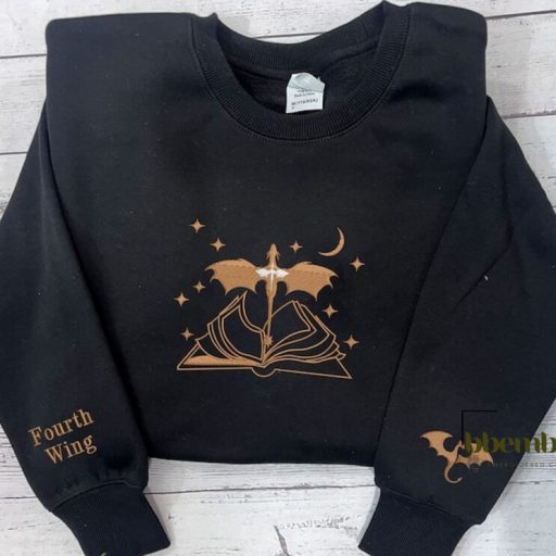 Fourth Wing Embroidered Sweatshirt, Basgiath War College Shirt, Rebecca Yoros, Fourth Wing Shirt Dragon Rider, Bookish Shirts