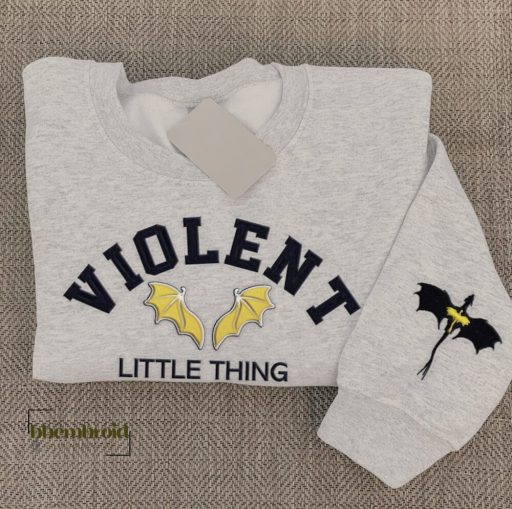 Fourth Wing Embroidered Sweatshirt, Violent Little Thing Sweatshirt, Xaden Riorson Sweater, Basgiath Violet Booktok Gift